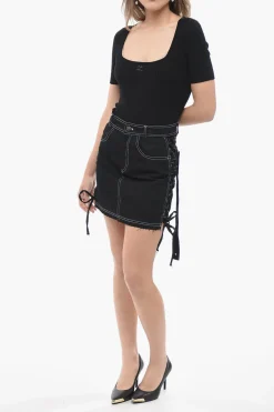 Discount Minigonna in Twill con Dettagli Lace-Up Donna Gonne