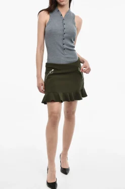 Sale Minigonna Mid Rise Con Balze Donna Gonne