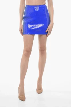 Online Minigonna Paillettata con Zip Posteriore Donna Gonne