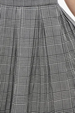 Minigonna Plissè in Misto Lana Vergine con Motivo District Check></noscript>Balmain New