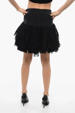 Minigonna Ruffle in Pizzo con Zip Posteriore>Balmain New