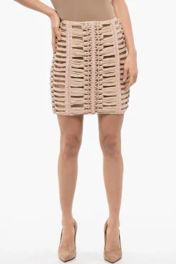 Minigonna See-Through REVIVAL in Eco-pelle Instrecciata>Balmain Best