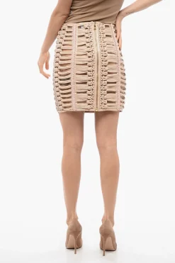 Minigonna See-Through REVIVAL in Eco-pelle Instrecciata>Balmain Best