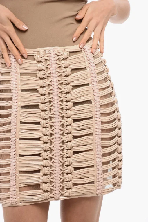 Minigonna See-Through REVIVAL in Eco-pelle Instrecciata>Balmain Best