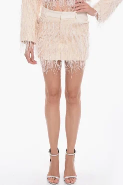 Minigonna VENICE in Twill di Cotone con Dettaglio In Piume>The Mannei Hot