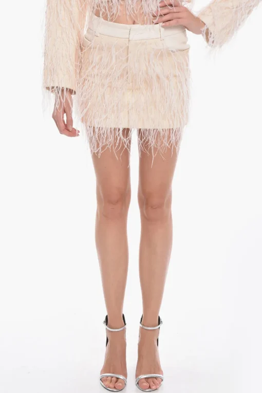 Minigonna VENICE in Twill di Cotone con Dettaglio In Piume>The Mannei Hot