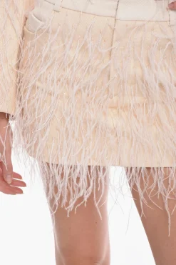 Minigonna VENICE in Twill di Cotone con Dettaglio In Piume></noscript>The Mannei Hot