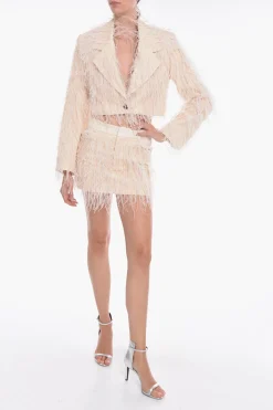 Minigonna VENICE in Twill di Cotone con Dettaglio In Piume></noscript>The Mannei Hot
