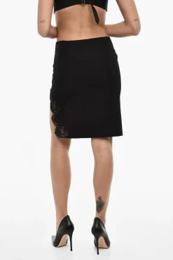 Best Minogonna in lana Vergine Con Spacco Laterale Pizzo Donna Gonne