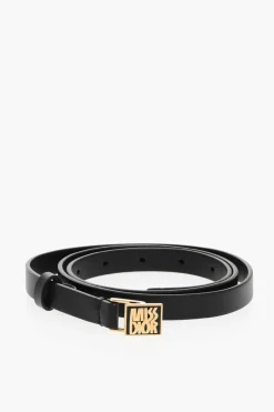 MISS Cintura Skinny in Pelle con Fibbia Dorata 15mm>Dior New
