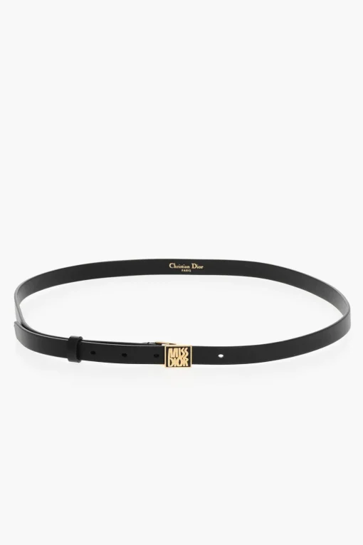 MISS Cintura Skinny in Pelle con Fibbia Dorata 15mm>Dior New