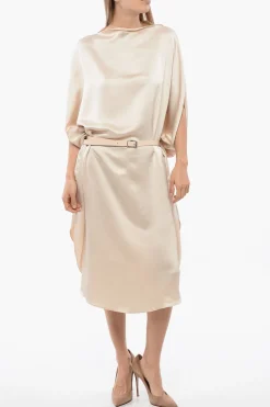 MM6 Abito a Cappa in Satin con Cintura>Maison Margiela Online