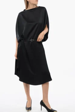 New MM6 Abito a Cappa in Satin con Cintura Donna Vestiti