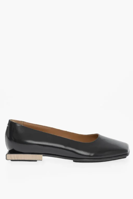 MM22 Ballerine in Pelle Lucida con Tacco Quadrato>Maison Margiela New