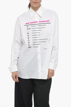 Outlet MM6 Camicia Asimmetrica in Cotone Stampato Donna Camicie