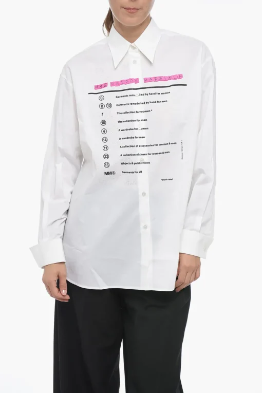 Outlet MM6 Camicia Asimmetrica in Cotone Stampato Donna Camicie