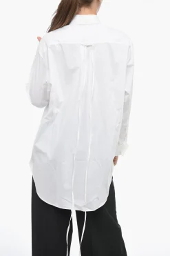 Outlet MM6 Camicia Asimmetrica in Cotone Stampato Donna Camicie