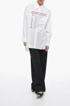 Outlet MM6 Camicia Asimmetrica in Cotone Stampato Donna Camicie