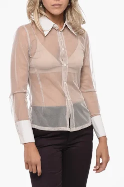 Discount MM6 Camicia In Mesh A Maniche Lunghe Donna Camicie