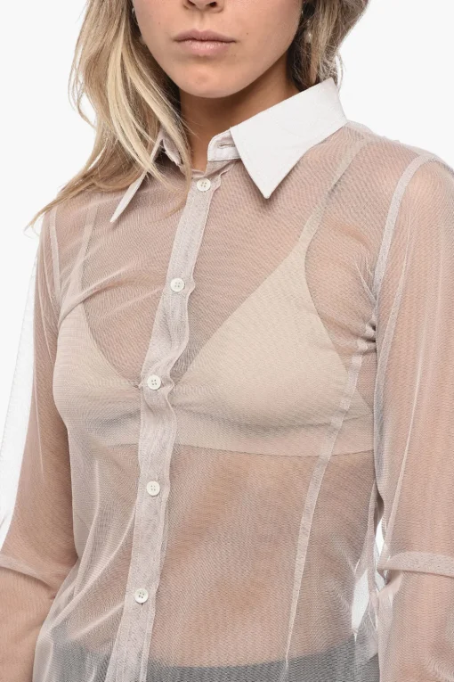 Discount MM6 Camicia In Mesh A Maniche Lunghe Donna Camicie