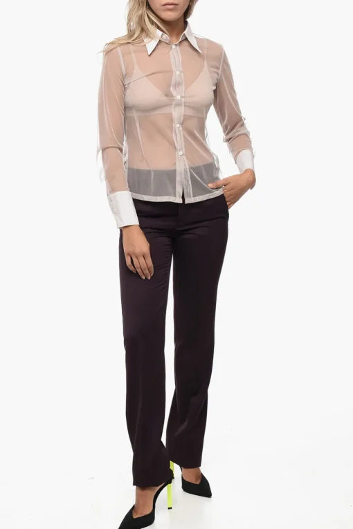 Discount MM6 Camicia In Mesh A Maniche Lunghe Donna Camicie