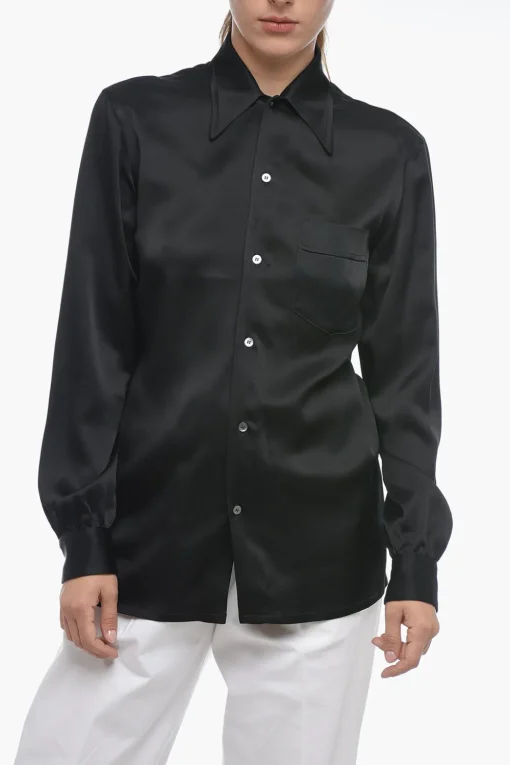 MM1 Camicia in Satin con Collo Italiano>Maison Margiela Sale