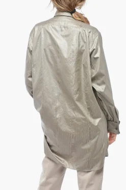 Outlet MM1 Camicia in Satin Jacquard con Collo Italiano Donna Camicie