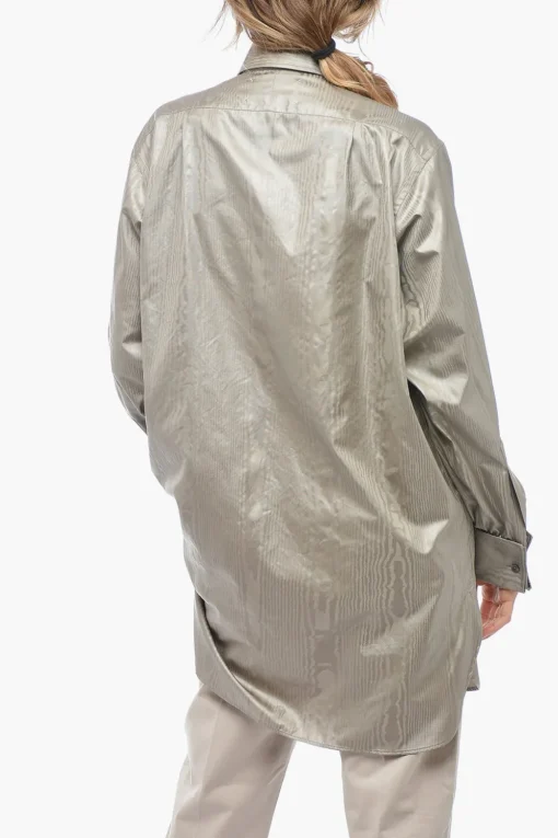 Outlet MM1 Camicia in Satin Jacquard con Collo Italiano Donna Camicie