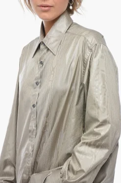 Outlet MM1 Camicia in Satin Jacquard con Collo Italiano Donna Camicie