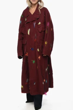 Online MM0 Cappotto Multitasca con Applicazioni Piume Donna Cappotti E Trench