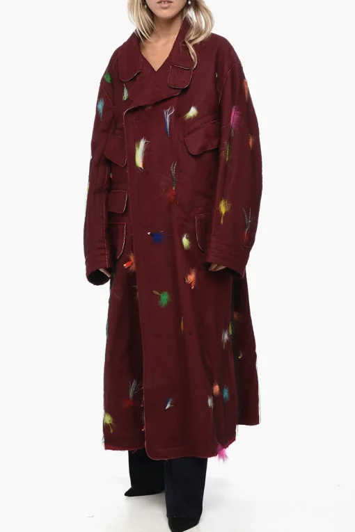 Online MM0 Cappotto Multitasca con Applicazioni Piume Donna Cappotti E Trench