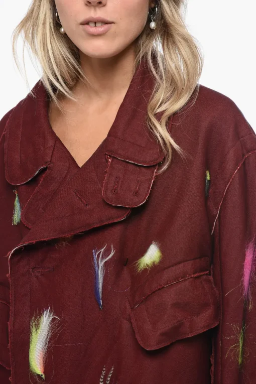 Online MM0 Cappotto Multitasca con Applicazioni Piume Donna Cappotti E Trench
