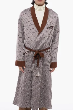 Online MM1 Cardigan Lungo a Pois con Cintura Uomo Maglieria