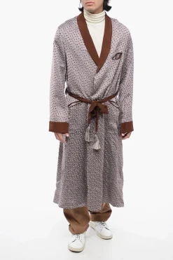 Online MM1 Cardigan Lungo a Pois con Cintura Uomo Maglieria