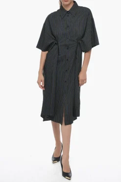 Outlet MM6 Chemisier in Cotone a Righe Balanced a 1 Pince Donna Vestiti