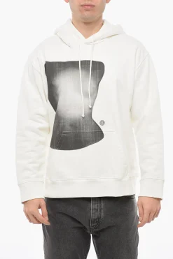 Discount MM6 Felpa Con Cappuccio In Cotone Garzato Con Stampa Donna Felpe|Felpe