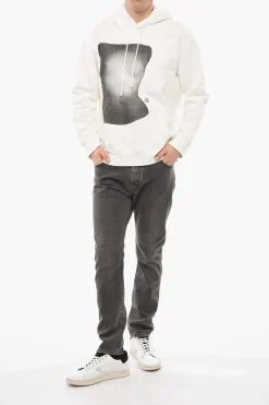 Discount MM6 Felpa Con Cappuccio In Cotone Garzato Con Stampa Donna Felpe|Felpe