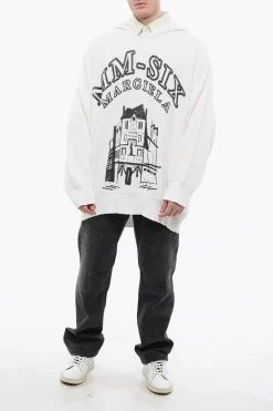 Clearance MM6 Felpa Con Cappuccio in Maglia Di Cotone Stampata Uomo Felpe