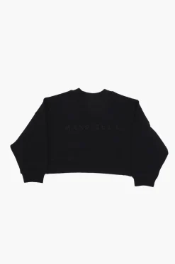 MM6 Felpa Girocollo in Cotone Garzato con Logo Impreziosito da Strass>Maison Margiela Kids Clearance