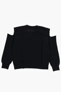 MM6 Felpa Girocollo in Cotone Garzato con Dettagli Cut-Out></noscript>Maison Margiela Kids Sale