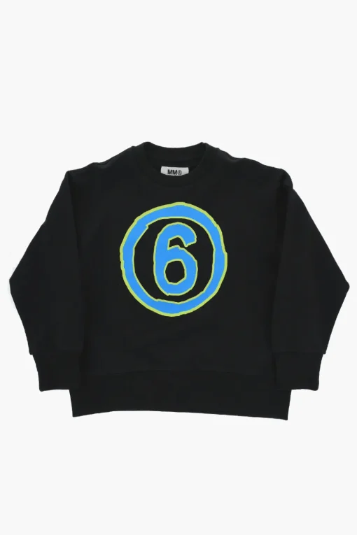 Discount MM6 Felpa Girocollo in Cotone Stampata Abbigliamento
