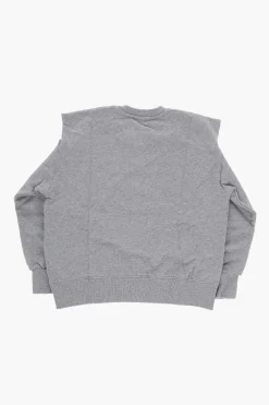 MM6 Felpa Girocollo in Cotone Garzato con Dettagli Cut-Out></noscript>Maison Margiela Kids Discount
