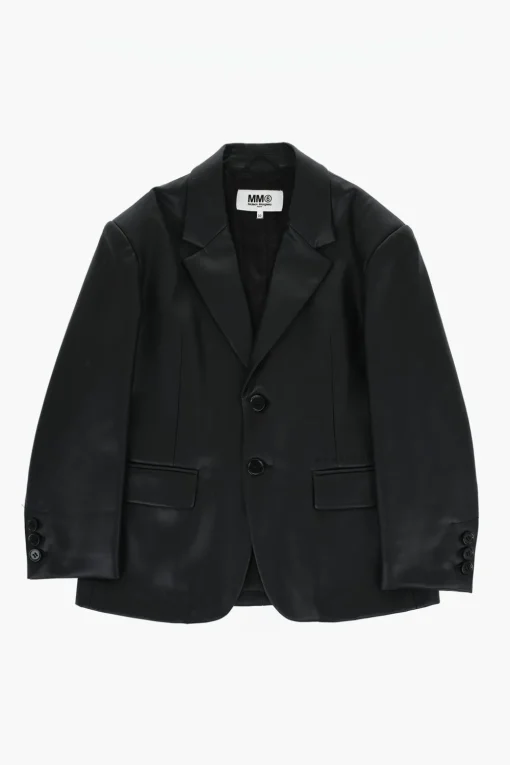 Discount MM6 Giacca in Pelle Vegan con 2 Bottoni e Tasche ad Aletta Abbigliamento