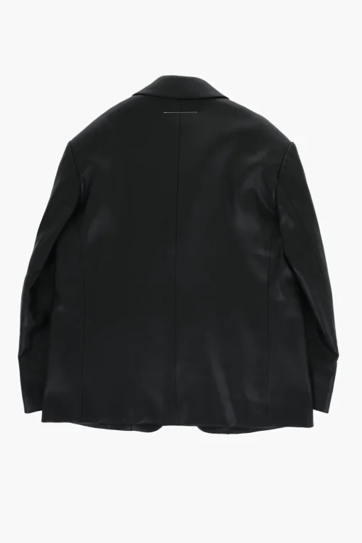 Discount MM6 Giacca in Pelle Vegan con 2 Bottoni e Tasche ad Aletta Abbigliamento