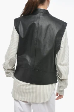 Sale MM6 Gilet Biker in Pelle Trapuntata Donna Giubbotti