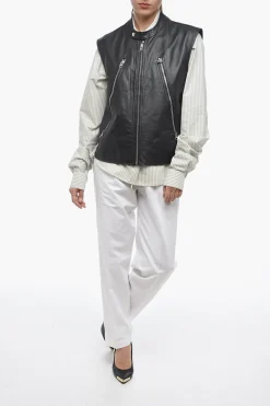 Sale MM6 Gilet Biker in Pelle Trapuntata Donna Giubbotti