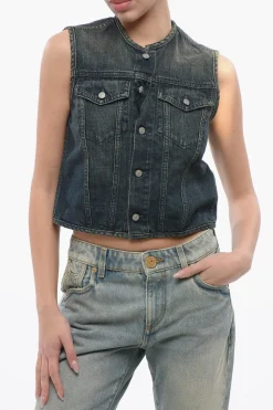 MM6 Gilet in Denim Effetto Vintage>Maison Margiela Clearance