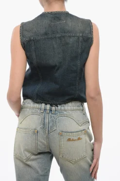 MM6 Gilet in Denim Effetto Vintage>Maison Margiela Clearance