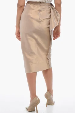 Best MM1 Longuette in Misto Satin di Seta con Drappeggio Donna Gonne