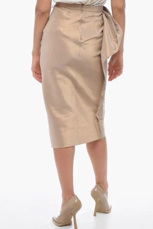 Best MM1 Longuette in Misto Satin di Seta con Drappeggio Donna Gonne